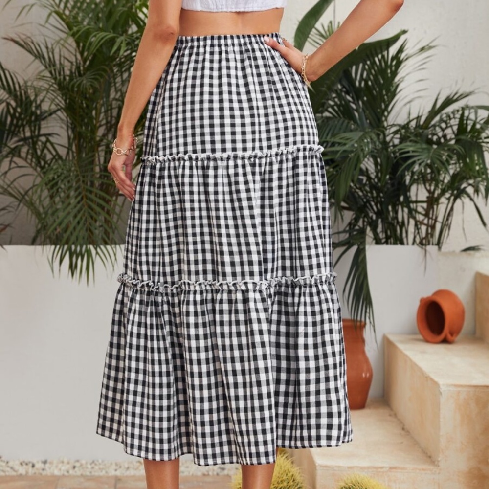 Black and White Gingham Maxi Skirt - Picture 5 of 6